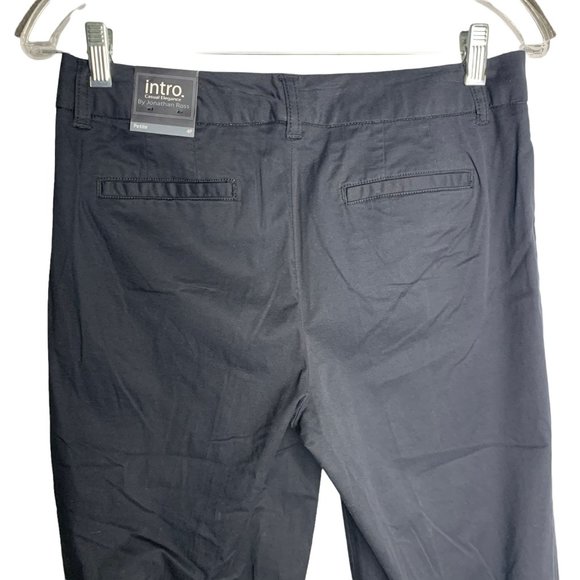 Intro Casual Mid Rise Capri Pants 4P Black Pockets Belt Loops Button Zip NEW - Picture 4 of 6